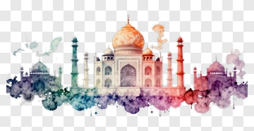 Colorful Watercolor Taj Mahal PNG