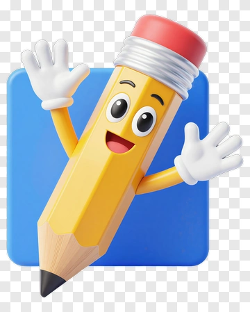 Cartoon Pencil Waving Hello PNG