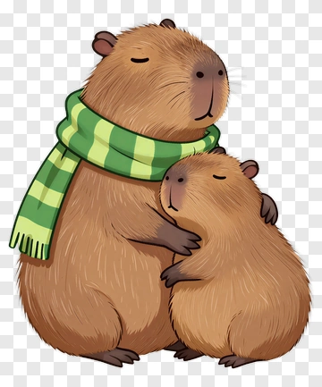 Cartoon Beavers Embracing Each Other PNG