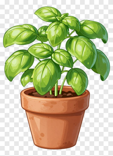 Basil Plant In A Pot PNG