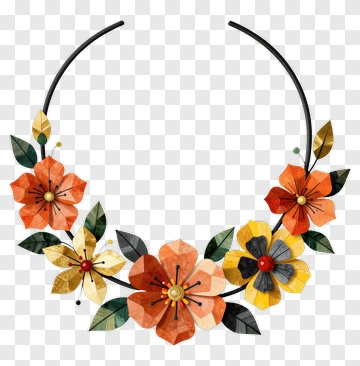 Colorful Floral Wreath PNG