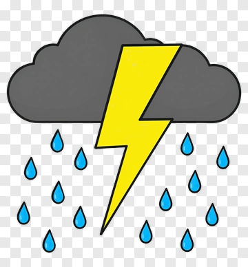 Cartoon Thunderstorm With Lightning And Rain PNG