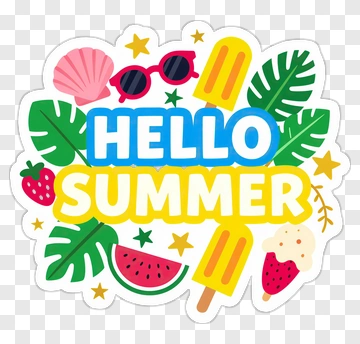 Hello Summer Sticker Design PNG
