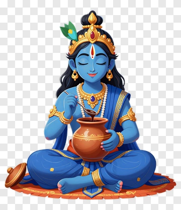 Cartoon Krishna Holding A Pot PNG