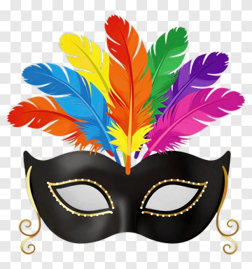 Colorful Feathered Carnival Mask PNG