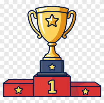 Gold Trophy On Winner's Podium PNG