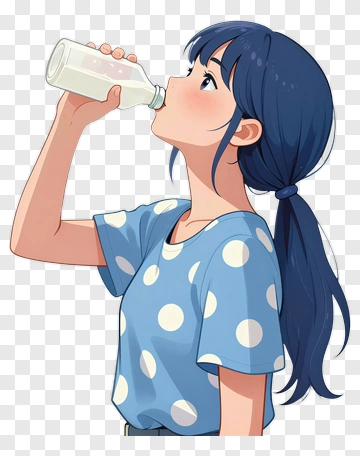 Girl Drinking Milk From A Bottle PNG
