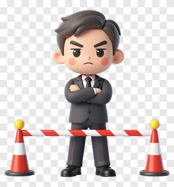 Cartoon Businessman Standing With Traffic Cones PNG