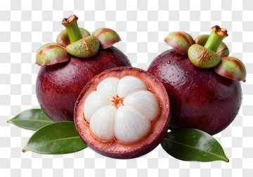 Mangosteen Fruit With Leaves PNG