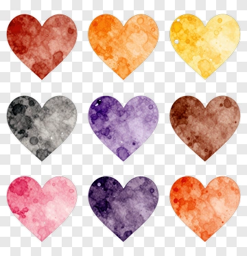 Colorful Watercolor Hearts PNG