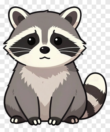 Cartoon Raccoon Sitting PNG