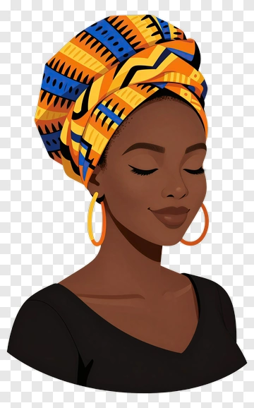 Woman Wearing Colorful Headwrap PNG