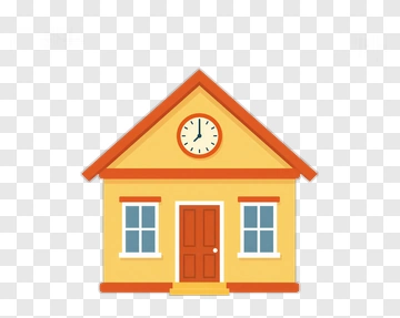 Cartoon House With Clock PNG