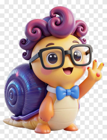 Cartoon Snail With Glasses And Bow Tie PNG