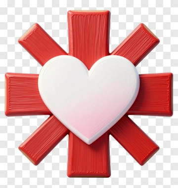 Heart Symbol With Red Cross Design PNG