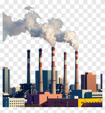Industrial Power Plant With Smoke Stacks PNG