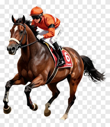 Jockey Riding A Racing Horse PNG