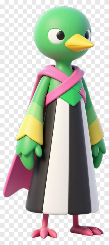 Cartoon Bird Character In Colorful Outfit PNG