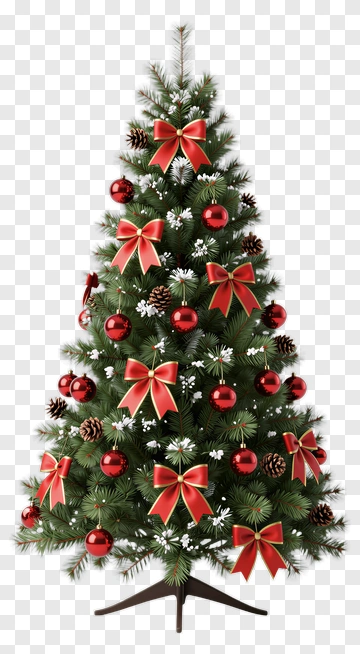 Christmas Tree With Red Decorations PNG