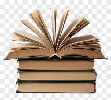 Stack Of Books With Open Book On Top PNG