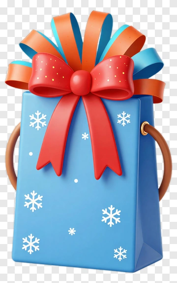 Colorful Gift Bag With Snowflakes And A Bow PNG