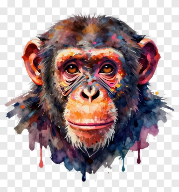 Colorful Chimpanzee Portrait PNG