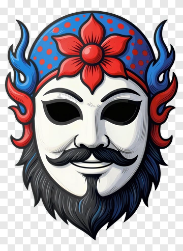 Colorful Traditional Mask With Floral Design PNG