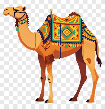 Colorful Camel With Decorative Saddle PNG
