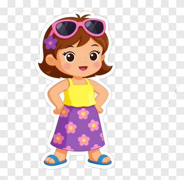 Cartoon Girl Wearing Sunglasses PNG