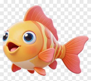 Cartoon Goldfish With A Happy Expression PNG