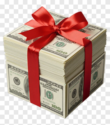 Money Gift Box With Red Ribbon PNG