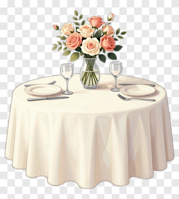 Elegant Dining Table With Roses PNG