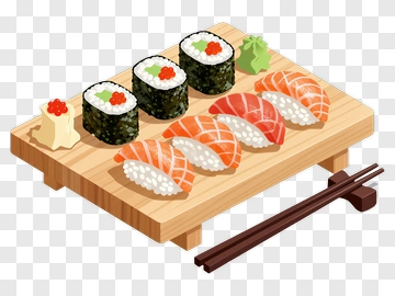 Sushi Platter With Salmon And Sushi Rolls PNG