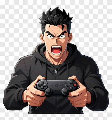 Excited Gamer Holding A Video Game Controller PNG