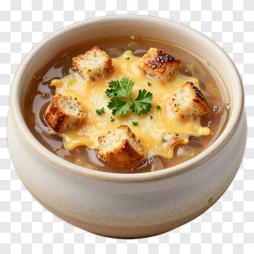 Cheesy Soup With Croutons PNG