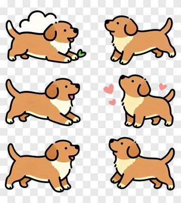 Cartoon Dog With Playful Poses PNG