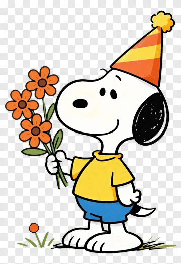 Cartoon Dog Holding Flowers PNG