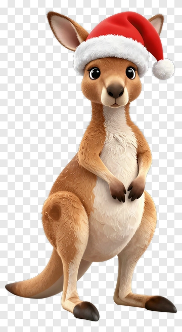 Cartoon Kangaroo Wearing A Christmas Hat PNG