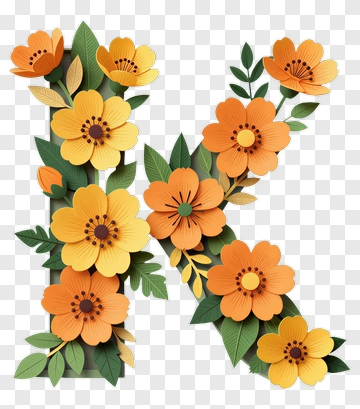 Floral Letter K Decoration PNG