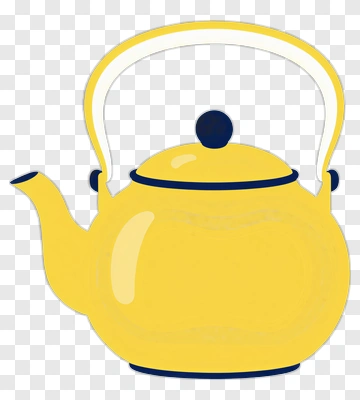 Yellow Teapot With Blue Accents PNG