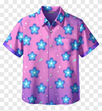 Colorful Floral Short Sleeve Shirt PNG