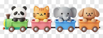 Cute Animal Train With Panda, Cat, Elephant, And Dog PNG