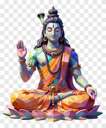 Colorful Hindu Deity Statue In Meditation Pose PNG