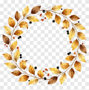 Watercolor Autumn Leaf Wreath PNG