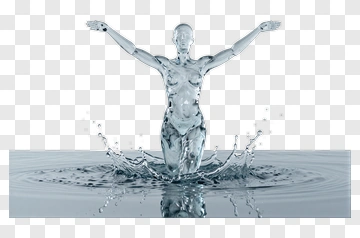 Water Sculpture Of A Woman Rising From Water PNG