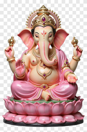 Ganesha Statue Sitting On A Lotus Flower PNG
