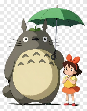 Totoro Holding An Umbrella With A Girl PNG