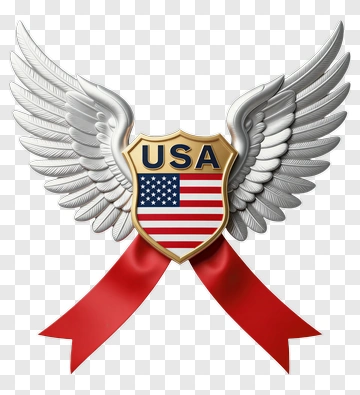 Usa Shield With Wings And Ribbon PNG