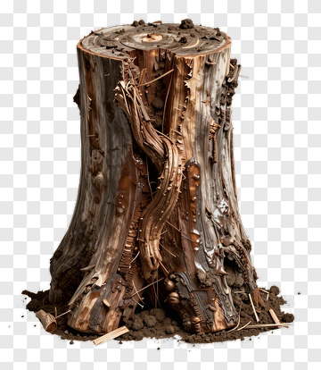 Tree Stump With Soil And Bark PNG