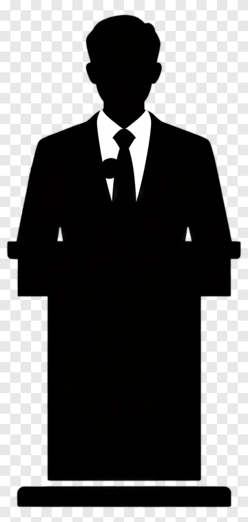 Silhouette Of A Businessman At A Podium PNG